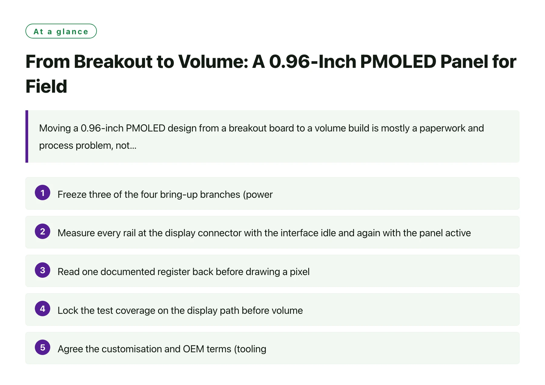 From Breakout to Volume: A 0.96-Inch PMOLED Panel for Field——全文要点速览
