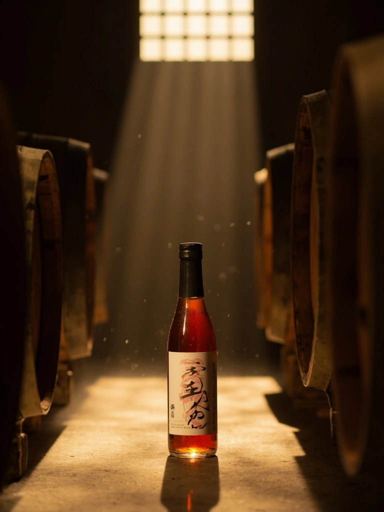 Interior of the Shigaraki aging cellar with cedar and cypress barrels